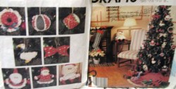 3282 SANTA CARD HOLDR, SKIRT, WREATH,  ORNAMENTS PATTERN